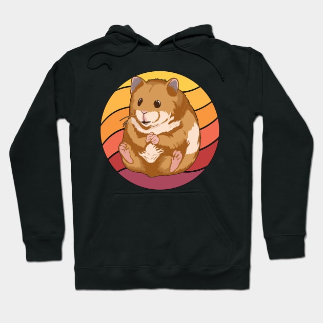 Retro Sunset Hamster Hoodie by TheTeeBee